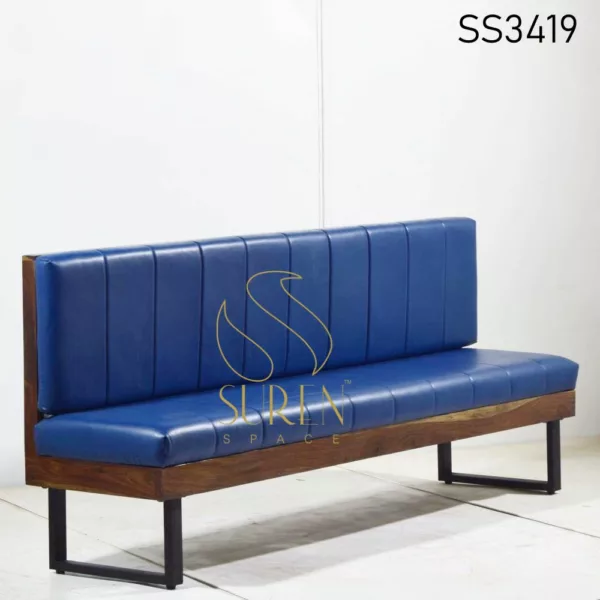 Upholstered Leatherette Three Seater Sofa with Metal Leg