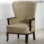 Wood Exposed Duel Fabric Accent Chair