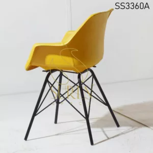 Yellow Leather Metal Restaurant Chair (2)