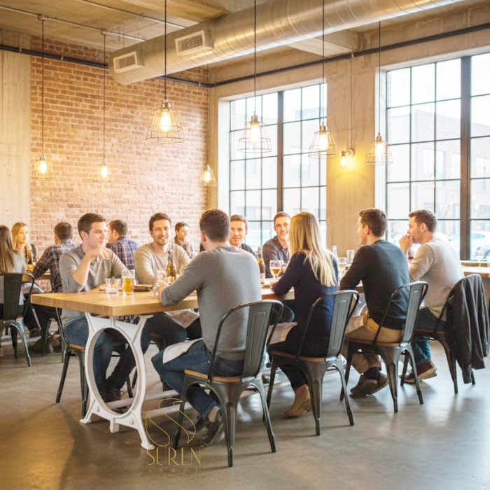 industrial hospitality furniture White Casting Mango Wood Dining Table - Image 1