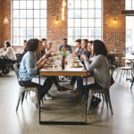 Natural Finish Black Leg Industrial Table Design