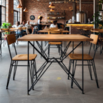 Distress Metal Solid Wood Top Sleek Table