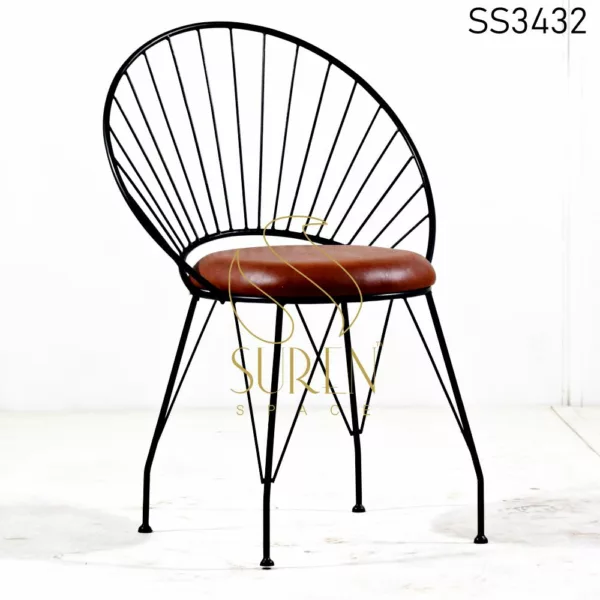 Bent Metal Leatherette Seating Outdoor Chair