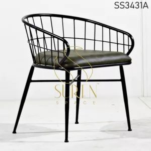 Bent Metal Leatherette Upholstery Cafe Chair