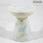Blue & White Distress Carved Side End Table (2)