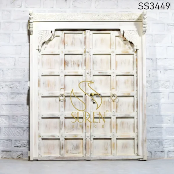 Carved White Distress Hotel Resort Door Design