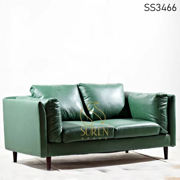 Green Leatherette Restaurant Two Seater Sofa