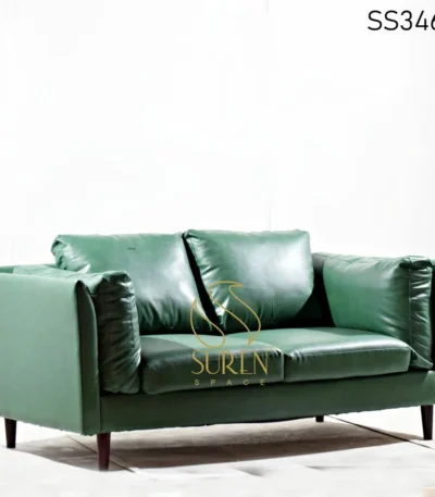 Green Leatherette Restaurant Two Seater Sofa