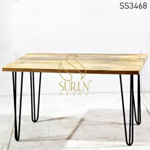 Hair Pin Solid Wooden Leg Industrial Center Table