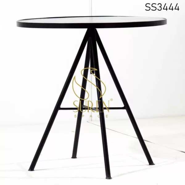 Height Adjustable Metal Wooden Round Table
