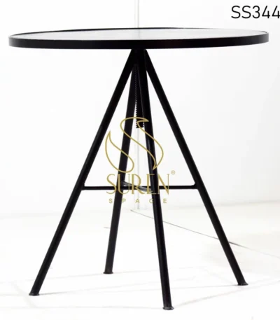 Height Adjustable Metal Wooden Round Table