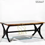 Live Edge Metal Cross Leg Coffee Table