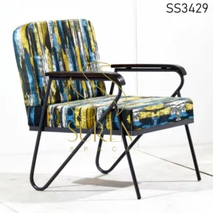 Metal Frame Printed Fabric Accent Chair