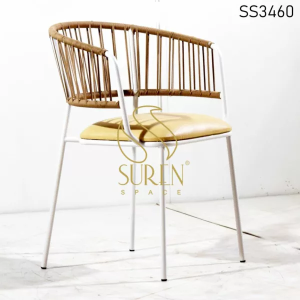 Metal Rope Back Leatherette Outdoor Chair