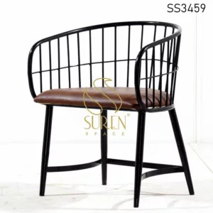 Metal Round Back Leatherette Bistro Chair