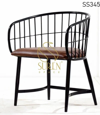 Metal Round Back Leatherette Bistro Chair