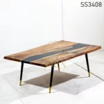 River Epoxy Solid Acacia Wood Center Table