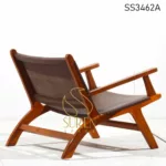 Solid Acacia Wood Leather Rest Chair (2)