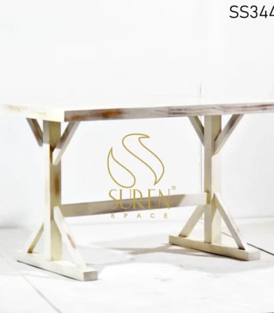 White Distress Solid Wood Dining Table