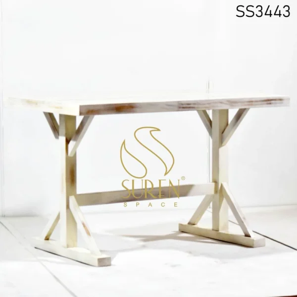 White Distress Solid Wood Dining Table