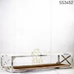 White Distress Solid Wood Industrial Coffee Table