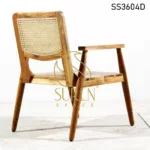 Acacia Wood Cane Back Handrest Chair