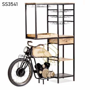 Bike Theme Metal Wooden Wine Cabinet