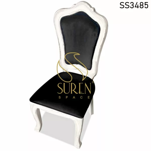 Black Fabric White Distress Carved Chair