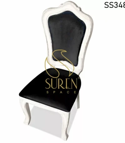 Black Fabric White Distress Carved Chair