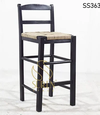 Black Finish Rope Work Bar Chair (1)