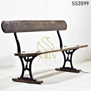 Cast Iron Wooden Seat & Back Bench