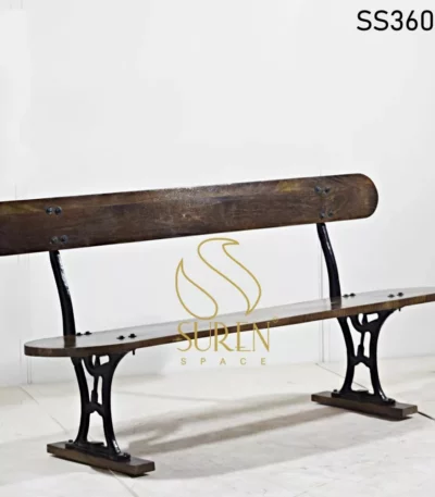 Cast Iron Wooden Seat & Back Long Bench