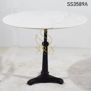 Casting Base Folding Marble Round Café Table (2)
