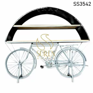 Cycle Theme Metal Wooden Wine Cabinet