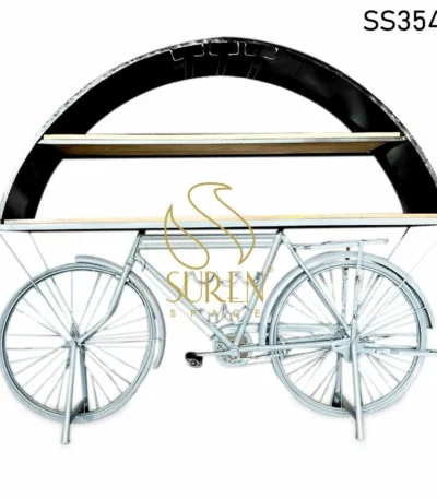 Cycle Theme Metal Wooden Wine Cabinet