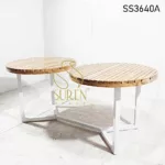 Duel Wooden Top Metal Base Table (2)