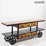 Epoxy Resin Top Wooden Iron Trolley Design (3)