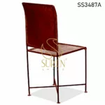 Genuine Leather Metal Frame Camp Side Chair