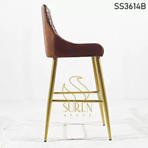Home furniture Genuine Leather Metal Leg Bar Chair 2