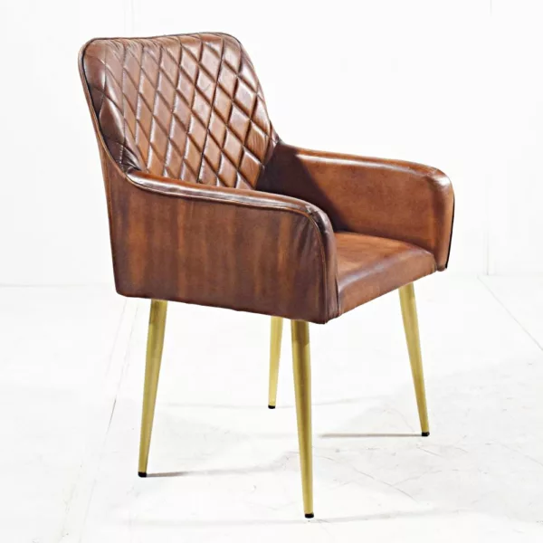 Genuine Leather Metal Leg Restaurant Chair