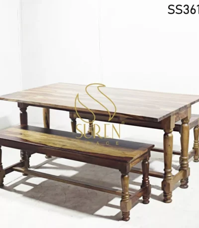 Indian Rosewood Dining Table Bench Set