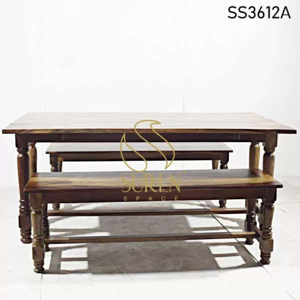 Indian Rosewood Dining Table Bench Set