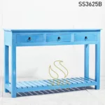 Jodhpur Blue Three-Drawer Distress Console Table