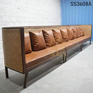 Leather Seating Earthy Restaurant Sofa (2)