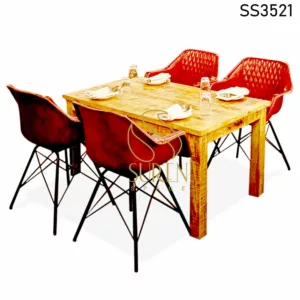 Leather Seating Four Seater Table Set