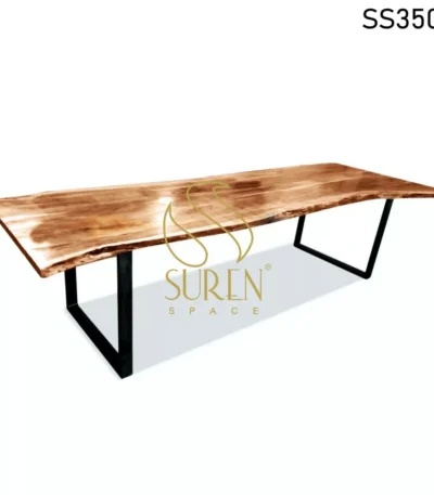 Live Edge Metal Base Folding Community Table