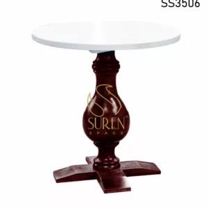 Mango Wood Carved Duel Shade Round Bistro Table