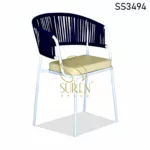 Metal Frame Rope Back Leatherette Chair