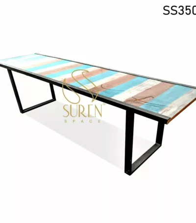 Multicolored Industrial Long Dining Table