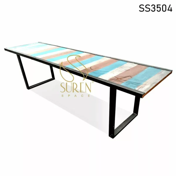 Multicolored Industrial Long Dining Table